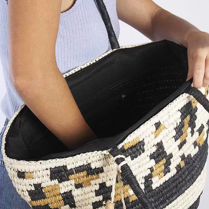 Bolsas De Mano<Gioseppo Cesta Color Natural Con Flecos, Animal Print Y Bandas Contraste Ramacca
