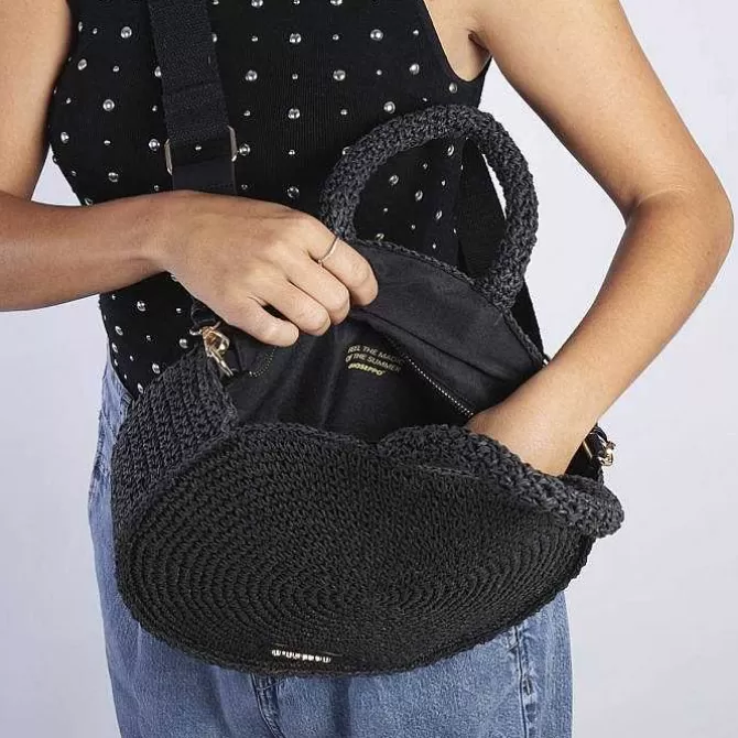 Bolsas De Mano<Gioseppo Cesta Tejida Redonda Negra Mims
