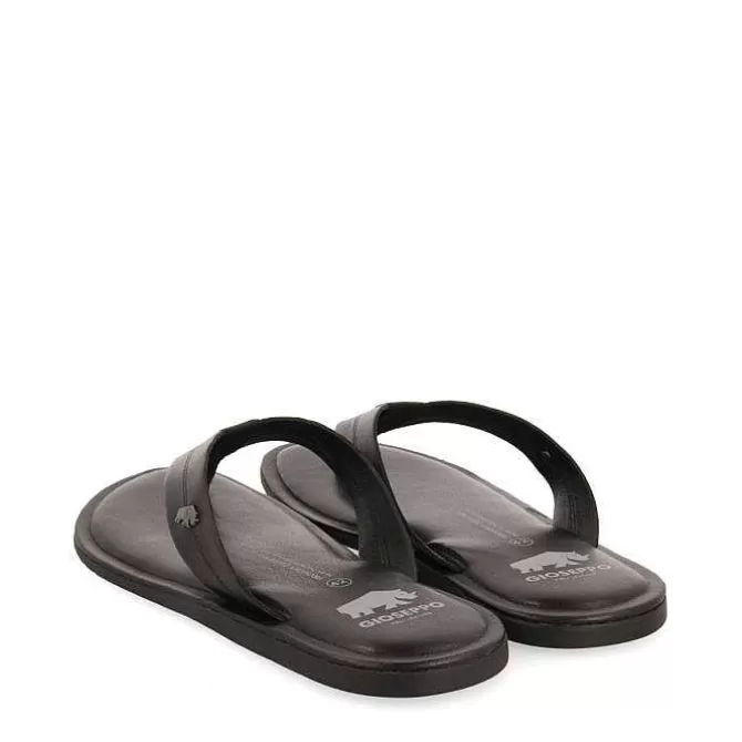 Chancletas<Gioseppo Chanclas De Piel Negras Para Hombre Wasco