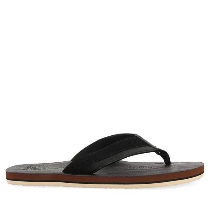 Chancletas<Gioseppo Chanclas Negras Con Corte Bicolor Para Hombre Brent