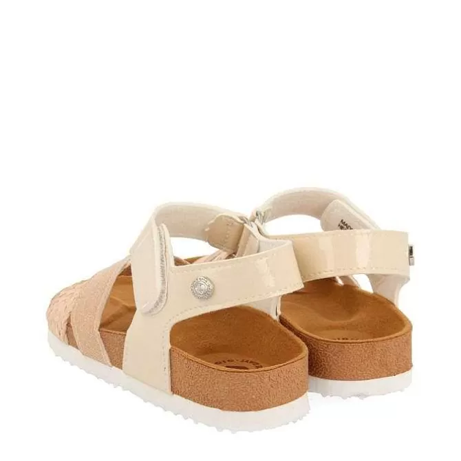 Niñas | Chancletas<Gioseppo Chanclas Suela Bio Color Nude Con Brillantes Y Trenzado De Rafia Para Nina Y Nino Bivona