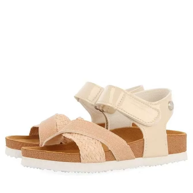 Niñas | Chancletas<Gioseppo Chanclas Suela Bio Color Nude Con Brillantes Y Trenzado De Rafia Para Nina Y Nino Bivona