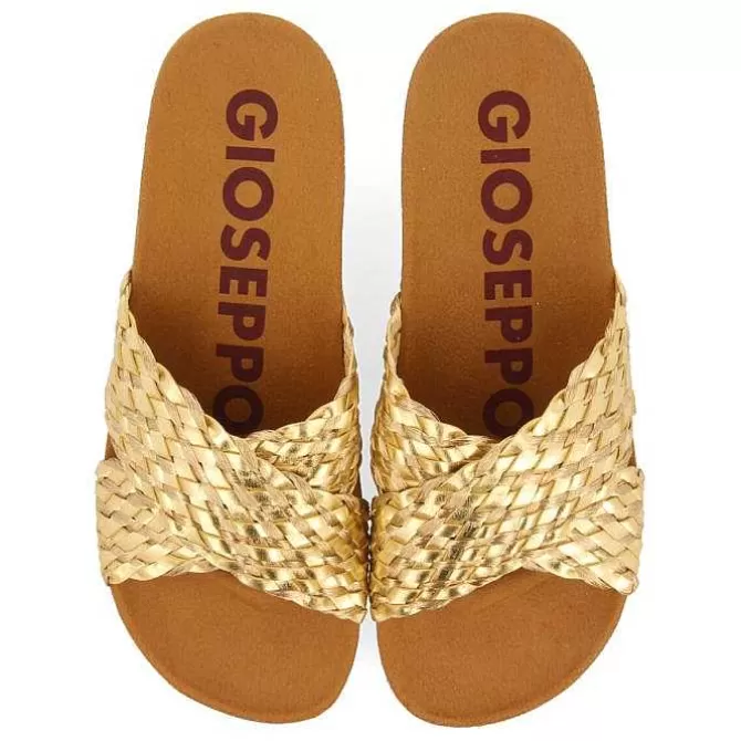 Chancletas<Gioseppo Cuñas De Mujer Turiacu Con Plantilla Y Tiras Trenzadas Doradas