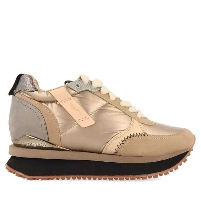 Zapatillas De Deporte De Cuña<Gioseppo Deportivas De Mujer Anif Monocromaticas Doradas Con Detalles Y Cuña Interior