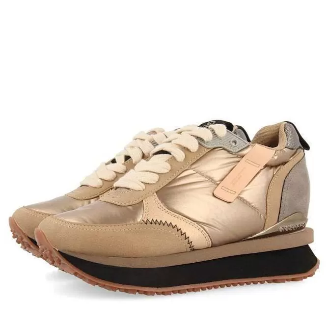 Zapatillas De Deporte De Cuña<Gioseppo Deportivas De Mujer Anif Monocromaticas Doradas Con Detalles Y Cuña Interior