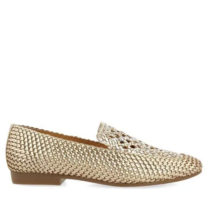 Bailarinas<Gioseppo Mocasines De Piel Tejida Color Platino Con Detalle Bicolor Para Mujer Raddusa