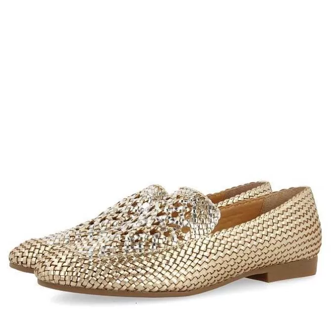 Bailarinas<Gioseppo Mocasines De Piel Tejida Color Platino Con Detalle Bicolor Para Mujer Raddusa