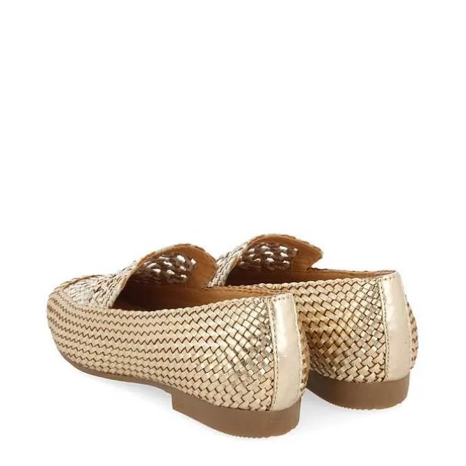 Bailarinas<Gioseppo Mocasines De Piel Tejida Color Platino Con Detalle Bicolor Para Mujer Raddusa