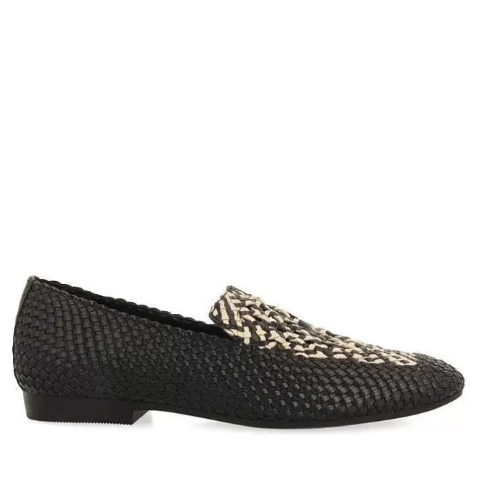 Bailarinas<Gioseppo Mocasines De Piel Trenzada Negro Con Detalle Bicolor Para Mujer Raddusa