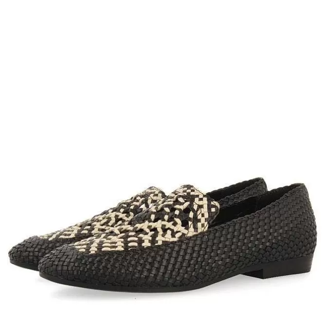 Bailarinas<Gioseppo Mocasines De Piel Trenzada Negro Con Detalle Bicolor Para Mujer Raddusa