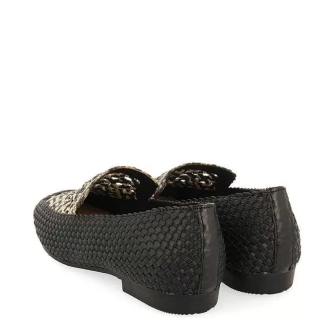 Bailarinas<Gioseppo Mocasines De Piel Trenzada Negro Con Detalle Bicolor Para Mujer Raddusa