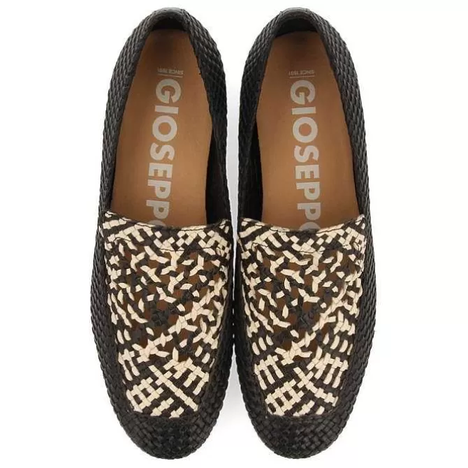 Bailarinas<Gioseppo Mocasines De Piel Trenzada Negro Con Detalle Bicolor Para Mujer Raddusa