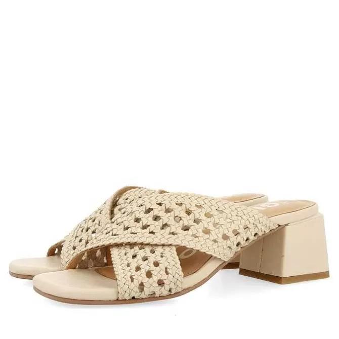 Sandalias Tacon<Gioseppo Sandalias Abiertas Blanco Rojo Con Detalles Trenzados Para Mujer Clarcona