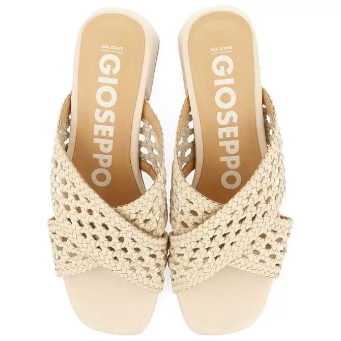 Sandalias Tacon<Gioseppo Sandalias Abiertas Blanco Rojo Con Detalles Trenzados Para Mujer Clarcona