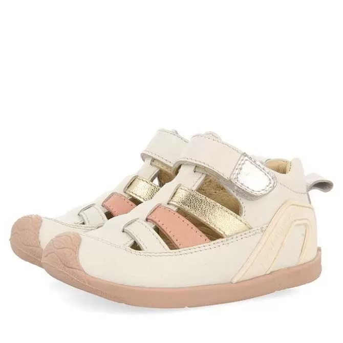 Bebe | Mi Primer Gioseppo<Gioseppo Sandalias Bebe De Piel Blanco Rojo Estilo Cangrejo Con Detalles Metalicos