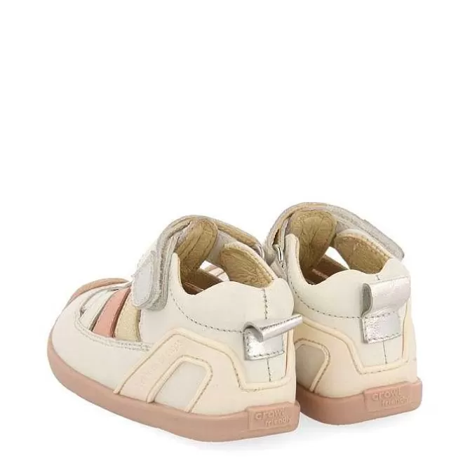 Bebe | Mi Primer Gioseppo<Gioseppo Sandalias Bebe De Piel Blanco Rojo Estilo Cangrejo Con Detalles Metalicos