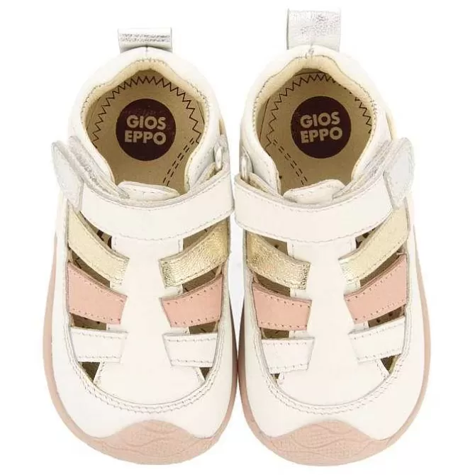 Bebe | Mi Primer Gioseppo<Gioseppo Sandalias Bebe De Piel Blanco Rojo Estilo Cangrejo Con Detalles Metalicos