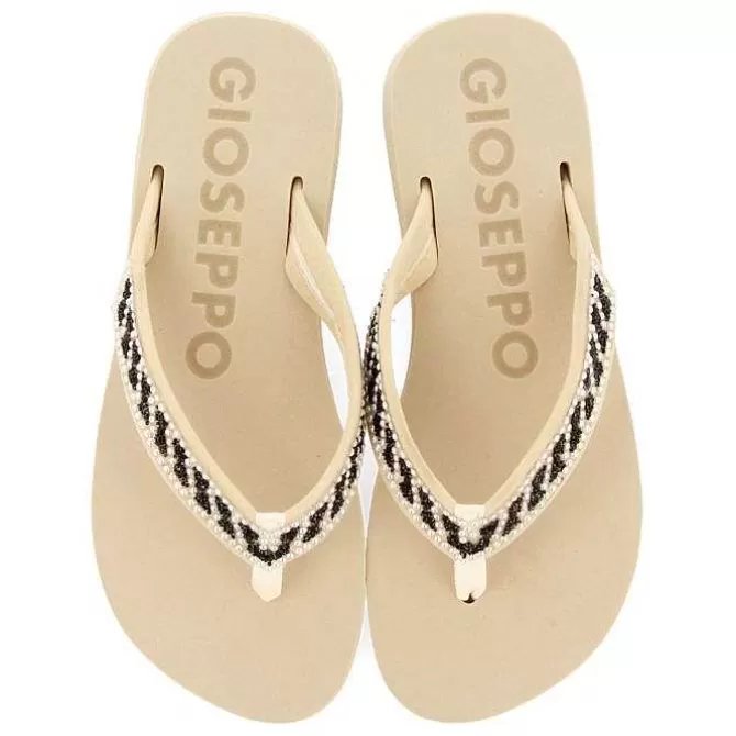 Chancletas<Gioseppo Sandalias Beige Con Adornos De Cristal Para Mujer Caradon