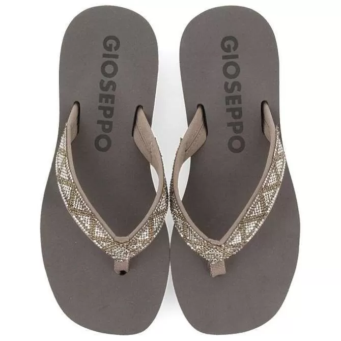 Chancletas<Gioseppo Sandalias Cize De Mujer En Color Negro Con Cristales Decorativos.