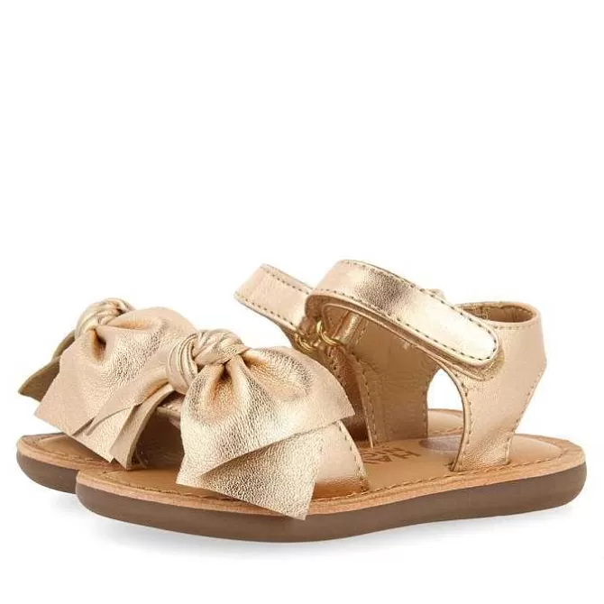 Bebe | Sandalias Bebe Nina<Gioseppo Sandalias Color Oro Rosa De Piel Con Lazo Para Bebe Itala