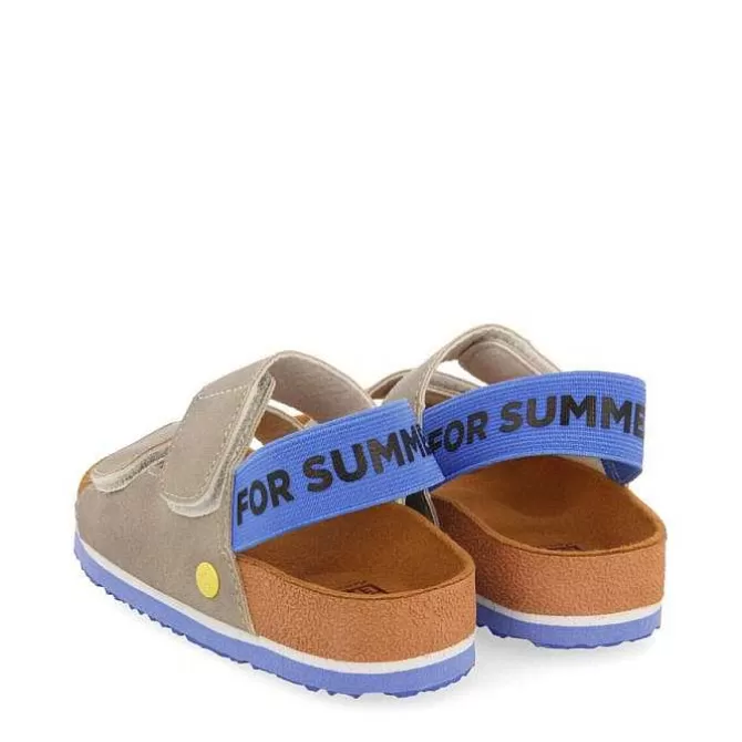 Niños | Chancletas<Gioseppo Sandalias Con Plantilla Gris Para Nino Courgis Con Detalles Y Texto En Azul