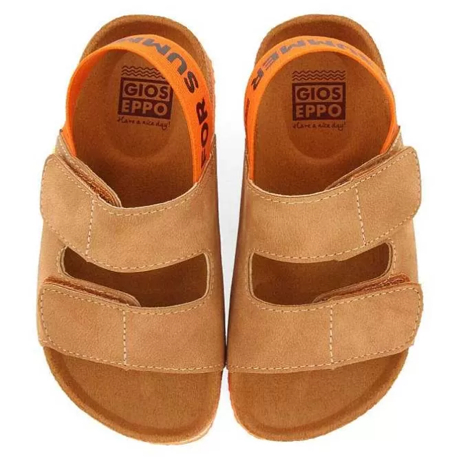 Niños | Chancletas<Gioseppo Sandalias Courgis Para Nino Con Plantilla Color Canela Y Detalles En Naranja Y Texto
