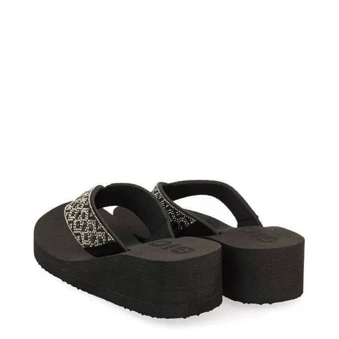 Chancletas<Gioseppo Sandalias Cuña Negras Adorno De Cristal Para Mujer Drenove