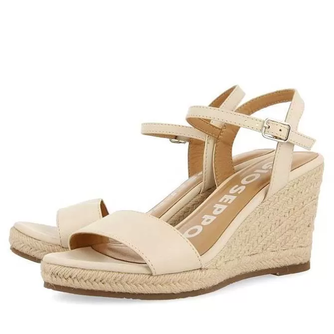 Sandalias Cuña<Gioseppo Sandalias Cuña Piel Con Yute Blanco Rojo Para Mujer Zhepe