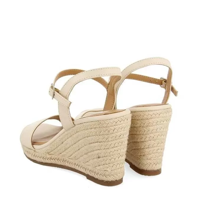 Sandalias Cuña<Gioseppo Sandalias Cuña Piel Con Yute Blanco Rojo Para Mujer Zhepe