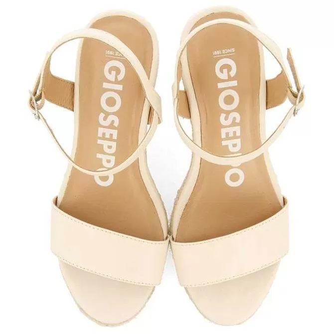 Sandalias Cuña<Gioseppo Sandalias Cuña Piel Con Yute Blanco Rojo Para Mujer Zhepe