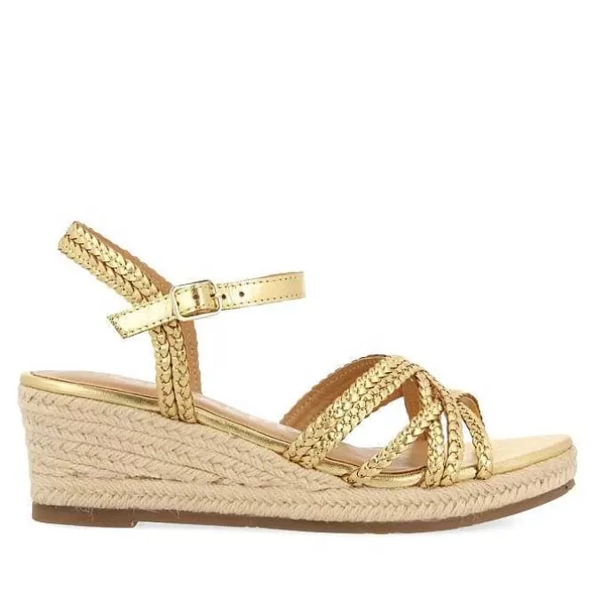 Sandalias Cuña<Gioseppo Sandalias Cuña Piel Dorada Con Yute Para Mujer Lelant