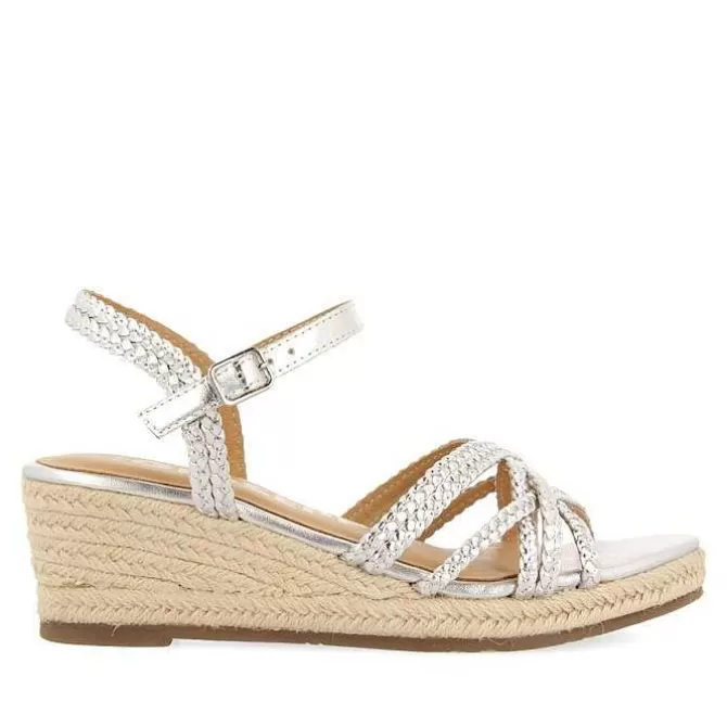Sandalias Cuña<Gioseppo Sandalias Cuña Piel Plata Con Yute Para Mujer Lelant