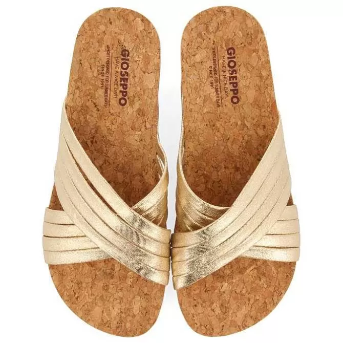 Chancletas<Gioseppo Sandalias Cuña Tirantes Dorados Para Mujer Romper