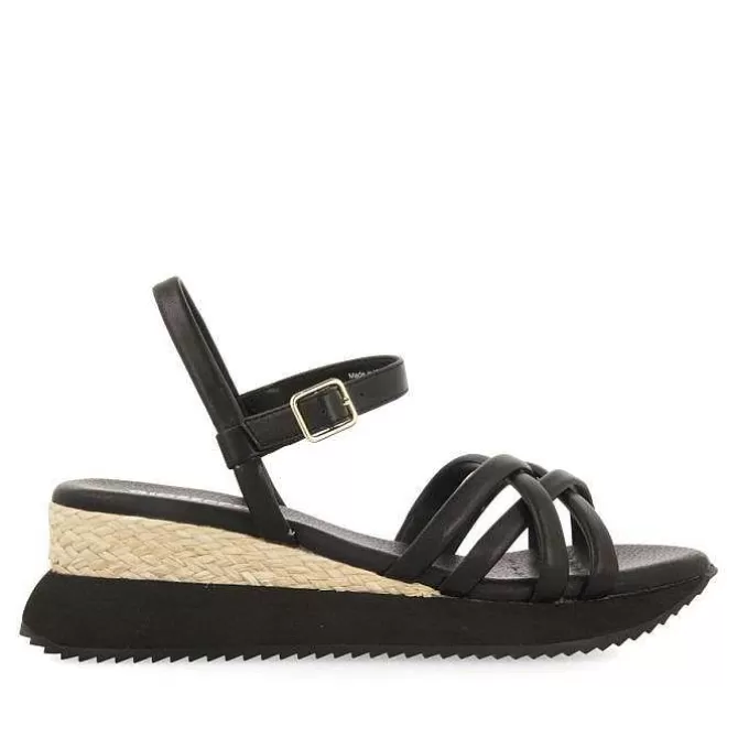 Sandalias Deportivas<Gioseppo Sandalias Cuña Tiras Tubulares Negras Para Mujer Permet