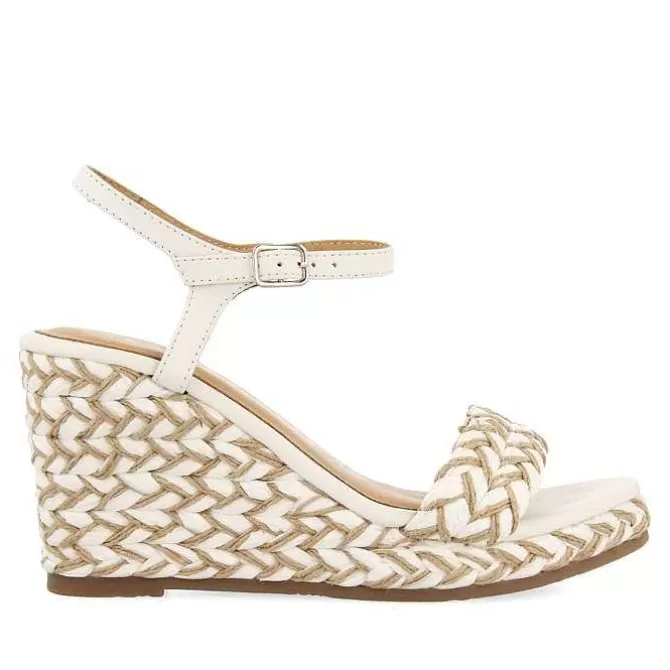 Sandalias Cuña<Gioseppo Sandalias De Cuña Alta Blanco Y Natural Con Detalles Trenzados Para Mujer Tigard