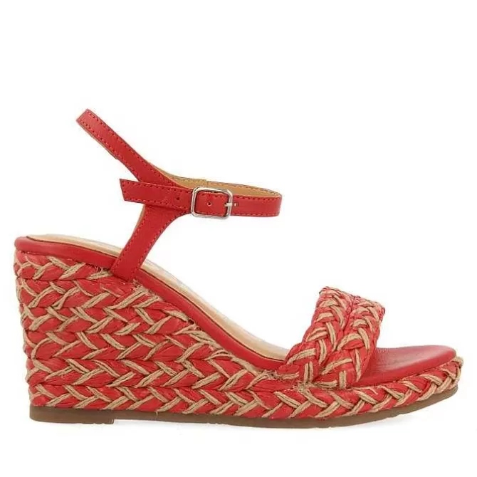 Sandalias Cuña<Gioseppo Sandalias De Cuña Alta Con Detalles Trenzados En Color Rojo Y Natural Para Mujer Tigard