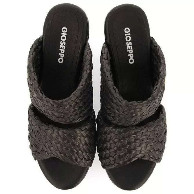 Sandalias Plataforma<Gioseppo Sandalias De Cuña Alta En Color Negro Estilo Mule Con Rafia Para Mujer Frazzano