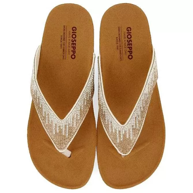 Chancletas<Gioseppo Sandalias De Cuña Con Tira De Piedra Color Nude Para Mujer Isnello