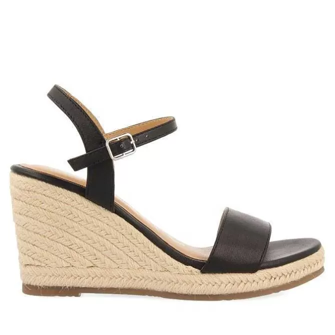Sandalias Cuña<Gioseppo Sandalias De Cuña De Piel Negra Con Yute Para Mujer Zhepe