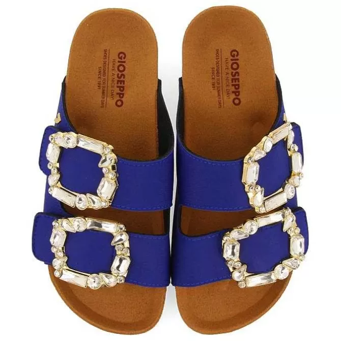 Sandalias Planas<Gioseppo Sandalias De Mujer Estilo Bio Azul Con Adornos De Joya Aderklaa