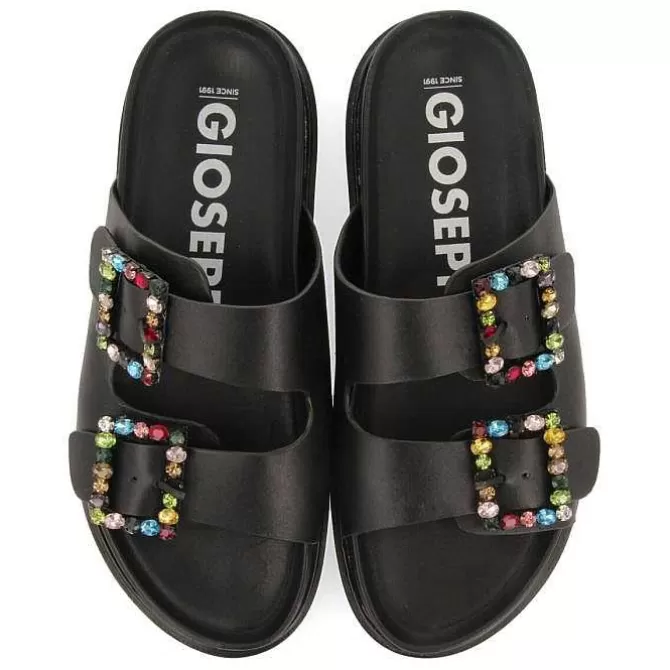 Sandalias Planas<Gioseppo Sandalias De Mujer Koronadal Con Plantilla Negra Y Hebillas De Cristales Multicolor