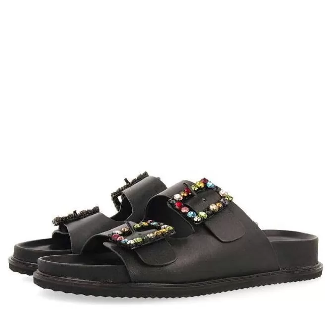 Sandalias Planas<Gioseppo Sandalias De Mujer Koronadal Con Plantilla Negra Y Hebillas De Cristales Multicolor