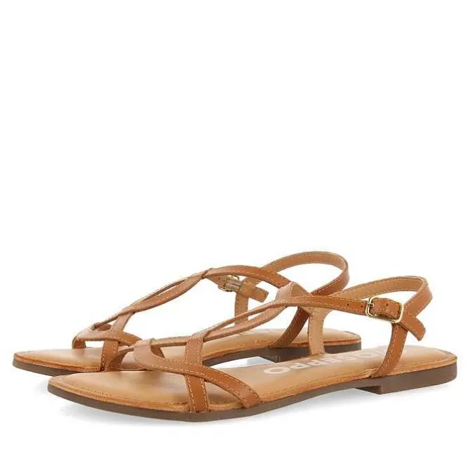 Sandalias Planas<Gioseppo Sandalias De Mujer Lamim Color Tostado Con Tira Fina