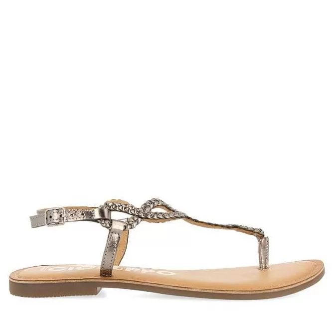 Sandalias Planas<Gioseppo Sandalias De Mujer Merignas Con Tiras Trenzadas Plata Oscuro