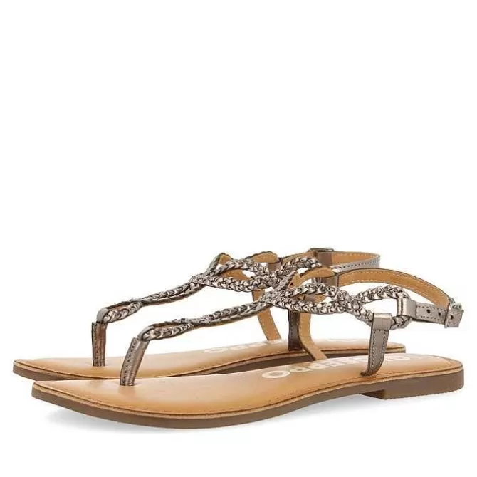 Sandalias Planas<Gioseppo Sandalias De Mujer Merignas Con Tiras Trenzadas Plata Oscuro