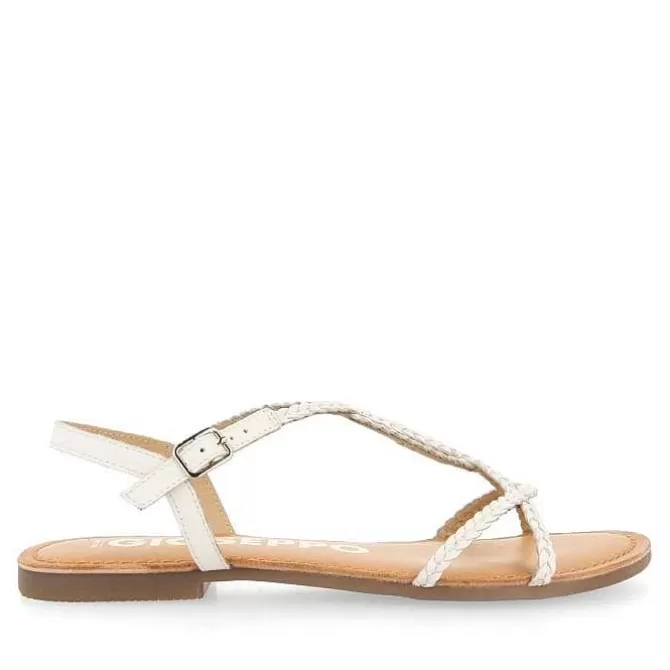 Sandalias Planas<Gioseppo Sandalias De Mujer Nioaque Blancas Con Tiras Finas Trenzadas
