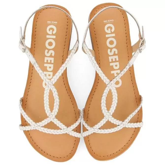 Sandalias Planas<Gioseppo Sandalias De Mujer Nioaque Blancas Con Tiras Finas Trenzadas