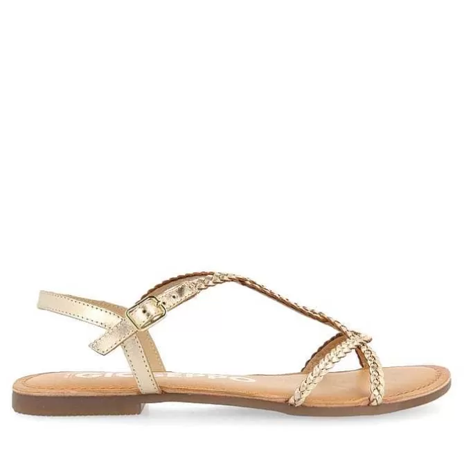 Sandalias Planas<Gioseppo Sandalias De Mujer Nioaque Doradas Con Tiras Finas Trenzadas