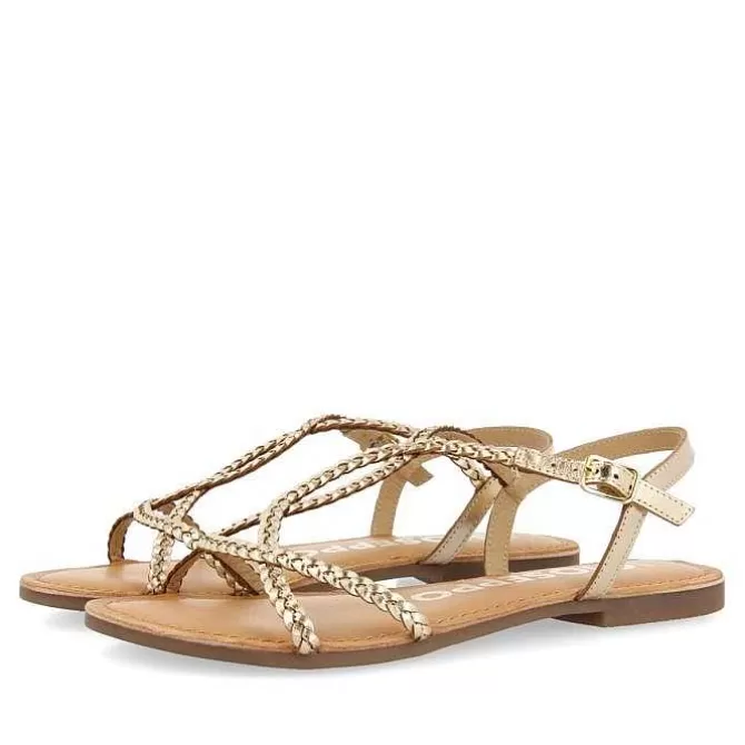 Sandalias Planas<Gioseppo Sandalias De Mujer Nioaque Doradas Con Tiras Finas Trenzadas
