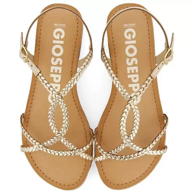 Sandalias Planas<Gioseppo Sandalias De Mujer Nioaque Doradas Con Tiras Finas Trenzadas